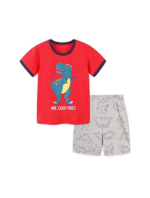 Hileelang Toddler Boy Summer Short Sets Outfits Cotton Casual CrewNeck Short Sleeve Playwear Clothes Sets