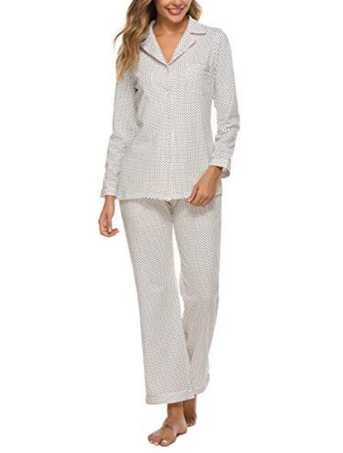 Aamikast Women's Pajama Sets Long Sleeve Button Down Sleepwear Nightwear Soft Pjs Lounge Sets