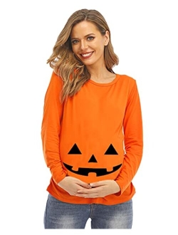 DDSOL Women's Skeleton Maternity Shirt Long Sleeve Hocus Pocus Pregnancy Tops