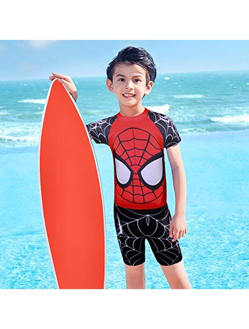 Ygheart Toddler Boys Two Piece Swimsuit Kids Swim Set Short Sleeve Bathing Suit Trunks and Shirt