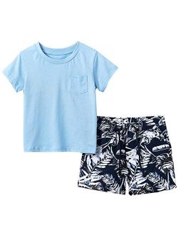 BINIDUCKLING Boy Short Sleeve T-Shirt and Shorts Kid 2 Pcs Summer Clothes 2-7 Years