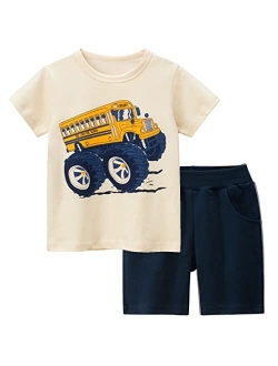 BINIDUCKLING Boy Short Sleeve T-Shirt and Shorts Kid 2 Pcs Summer Clothes 2-7 Years