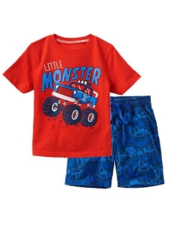 LMYOVE Toddler Little Boys Short Sleeve T-Shirt and Short Sets Summer Outfits Clothes