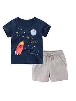 LMYOVE Toddler Little Boys Short Sleeve T-Shirt and Short Sets Summer Outfits Clothes