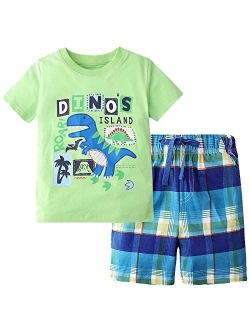 LMYOVE Toddler Little Boys Short Sleeve T-Shirt and Short Sets Summer Outfits Clothes