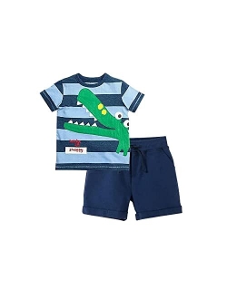 LMYOVE Toddler Little Boys Short Sleeve T-Shirt and Short Sets Summer Outfits Clothes