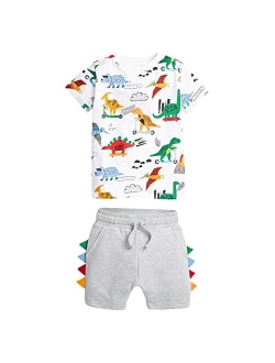 LMYOVE Toddler Little Boys Short Sleeve T-Shirt and Short Sets Summer Outfits Clothes