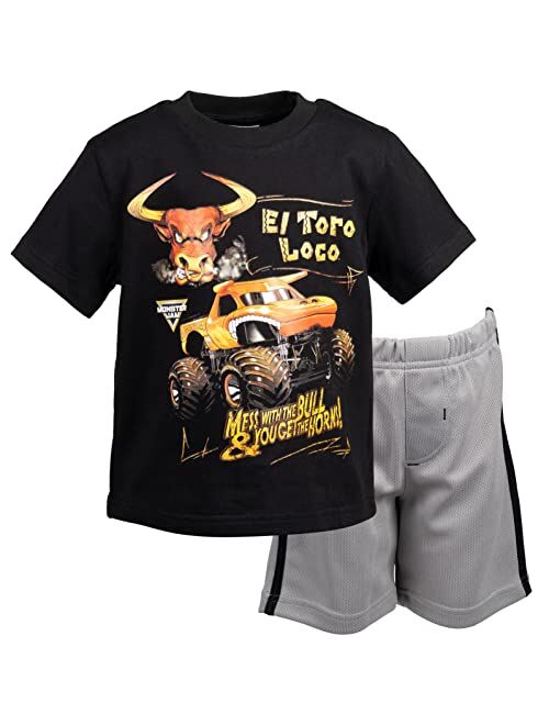 Monster Jam Trucks Short Sleeve T-Shirt & Athletic Mesh Shorts Set