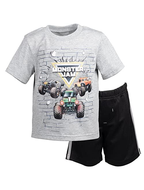 Monster Jam Trucks Short Sleeve T-Shirt & Athletic Mesh Shorts Set