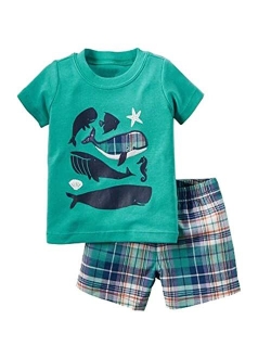 Bumeex Toddler Boy's Short Sleeve T-Shirt and Short Outfit Set 2-7T