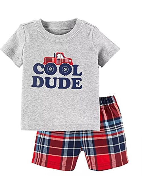 Bumeex Toddler Boy's Short Sleeve T-Shirt and Short Outfit Set 2-7T