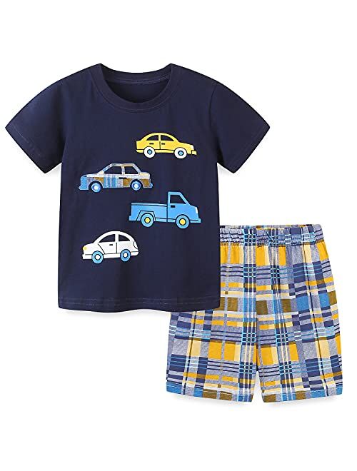 Bumeex Toddler Boy's Short Sleeve T-Shirt and Short Outfit Set 2-7T