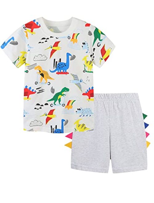 Bumeex Toddler Boy's Short Sleeve T-Shirt and Short Outfit Set 2-7T