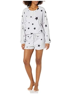 Women's Long Ruffle Sleepwear Front Drawstring Nightwear