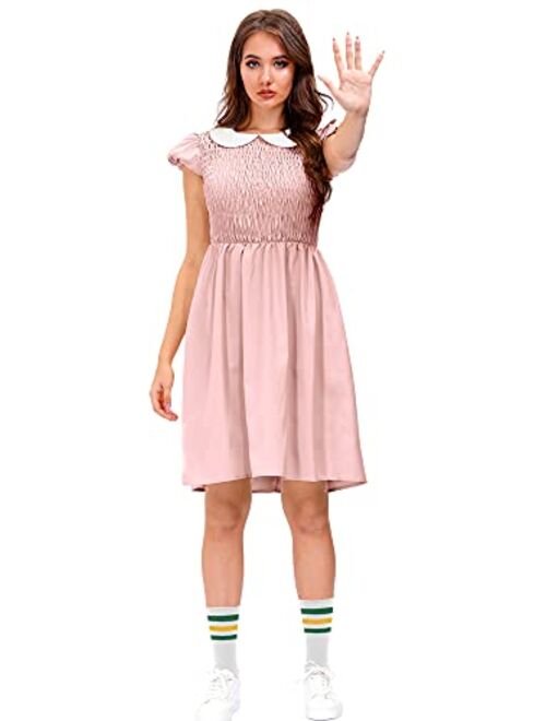 Clarisbelle Women's Halloween Party Peter Pan Collar Pink Costume Dress