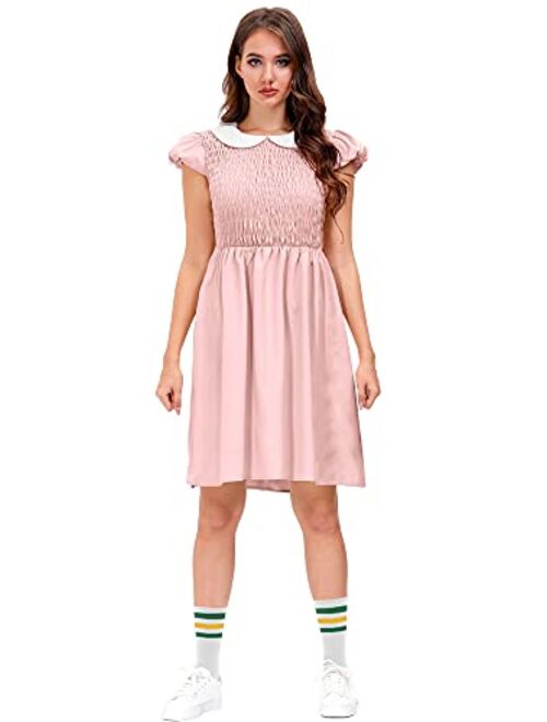 Clarisbelle Women's Halloween Party Peter Pan Collar Pink Costume Dress