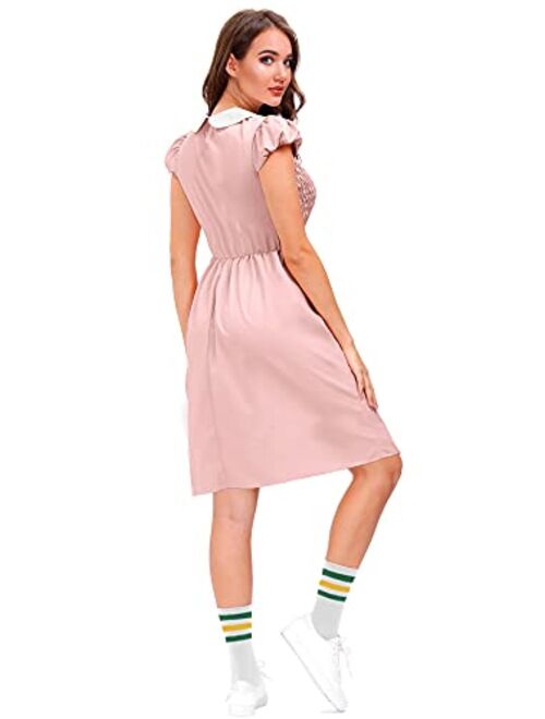 Clarisbelle Women's Halloween Party Peter Pan Collar Pink Costume Dress