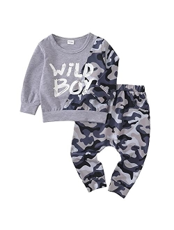 Kucnuzki Toddler Baby Boy Clothes Long Sleeve Top Shirt Boy Pants Kids Little Boy Clothing Sweatsuits Fall Outfits Boy