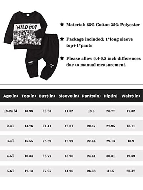 Kucnuzki Toddler Baby Boy Clothes Long Sleeve Top Shirt Boy Pants Kids Little Boy Clothing Sweatsuits Fall Outfits Boy