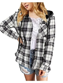 thefabland Girls' Hoodies Kids Long Sleeve Plaid Shirts Button Down Cute Jackets Tops