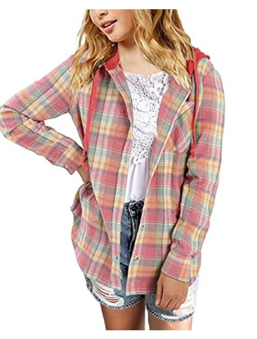 thefabland Girls' Hoodies Kids Long Sleeve Plaid Shirts Button Down Cute Jackets Tops