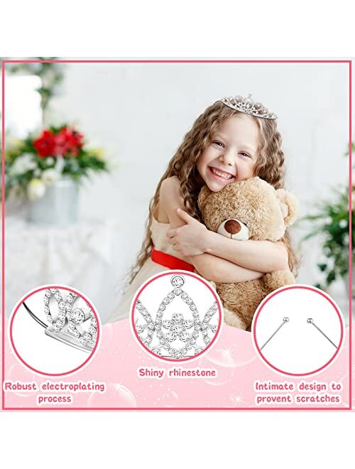 Otuuz 32 Pieces Girls Crystal Tiara Crown Rhinestone Tiara Headband Crystal Princess Tiaras Silver Heart Crown Headband for Wedding Prom Birthday Party Hair Jewelry