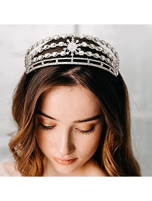 AW BRIDAL Silver Crowns for Women Wedding Tiara for Bride Rhinestone Princess Crown for Girls Bridal Crown for Pageant Prom Birthday Crystal Tiara(Silver)