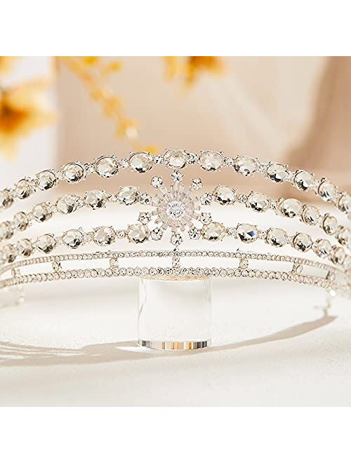 AW BRIDAL Silver Crowns for Women Wedding Tiara for Bride Rhinestone Princess Crown for Girls Bridal Crown for Pageant Prom Birthday Crystal Tiara(Silver)