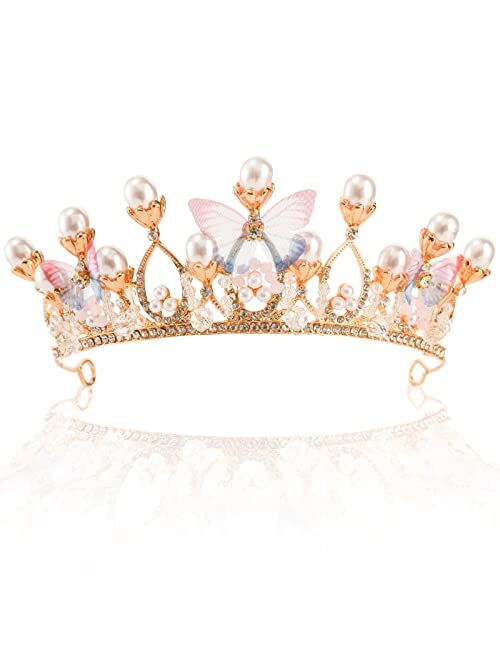 YOUEON 3 Pack Gold Princess Crown and Tiara 5 Inch Rhinestone Princess Crown, Wedding Princess Crown Tiaras Elegant Tiara Headband for Women Girls Bride Wedding Prom Birt