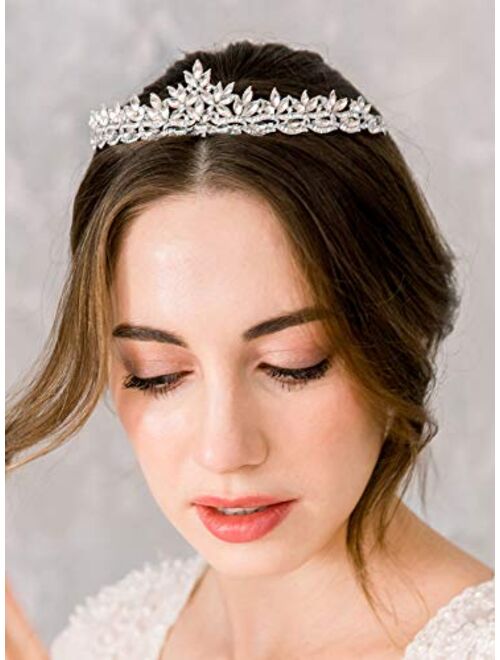 SWEETV Rhinestone Wedding Tiara for Bride - Princess Tiara Headband Bridal Crown, Bridal Hair Accessories for Women and Girls, Silver