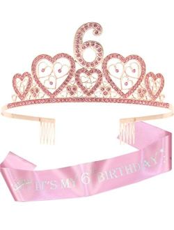 VeryMerryMakering 6th Birthday, 6th Birthday Girl, 6th Birthday Tiara, 6th Birthday Crown and Sash, 6th Birthday Sash, 6th Birthday Crown, 6th Birthday Sash for Girls, 6t