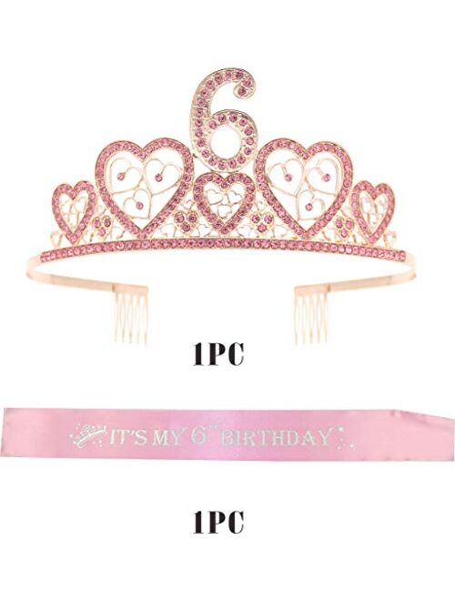 VeryMerryMakering 6th Birthday, 6th Birthday Girl, 6th Birthday Tiara, 6th Birthday Crown and Sash, 6th Birthday Sash, 6th Birthday Crown, 6th Birthday Sash for Girls, 6t