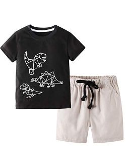 BIBNice Toddler Boy Clothes Kids Summer Cotton Outfits Shirt Short Sets Size 2-7