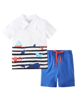 BIBNice Toddler Boy Clothes Kids Summer Cotton Outfits Shirt Short Sets Size 2-7