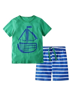 BIBNice Toddler Boy Clothes Kids Summer Cotton Outfits Shirt Short Sets Size 2-7