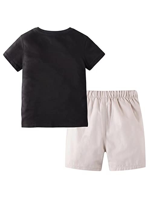 BIBNice Toddler Boy Clothes Kids Summer Cotton Outfits Shirt Short Sets Size 2-7