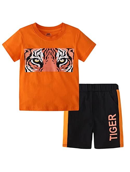 BIBNice Toddler Boy Clothes Kids Summer Cotton Outfits Shirt Short Sets Size 2-7