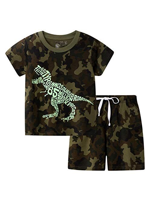 BIBNice Toddler Boy Clothes Kids Summer Cotton Outfits Shirt Short Sets Size 2-7