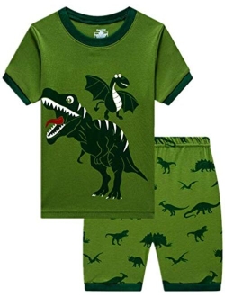 Akyzic Boys Pajamas Planet 100% Cotton Pjs Toddler 2 Piece Sleepwear Summer Clothes Kids Short Set 3t-10t