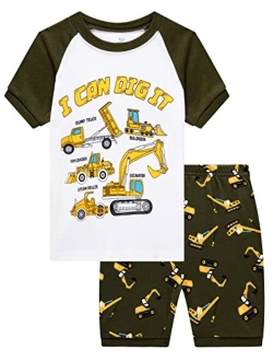 Akyzic Boys Pajamas Planet 100% Cotton Pjs Toddler 2 Piece Sleepwear Summer Clothes Kids Short Set 3t-10t