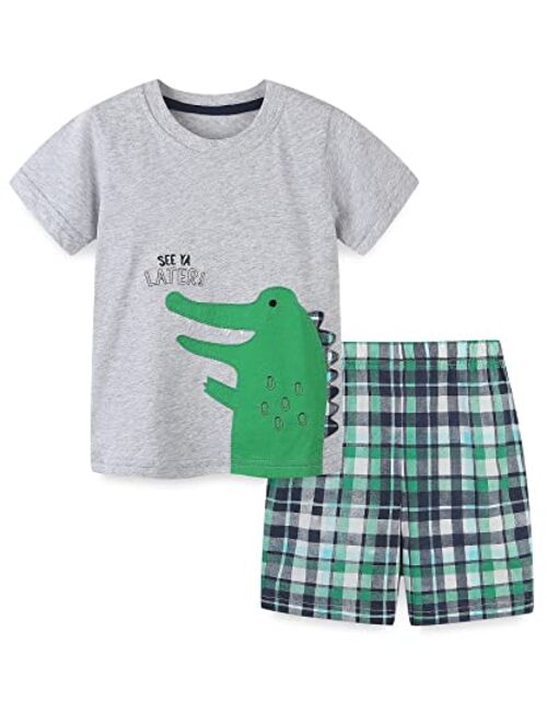 Bumeex Toddler Boy's Cotton Short Sleeve T-Shirt and Short Set 1-7Y