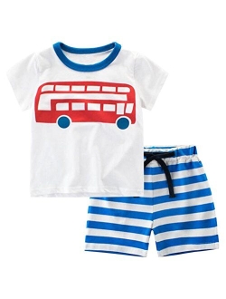 Csbks Kids Boys Short Sleeve T-Shirt Short Sets Toddler Summer Cotton Outfits