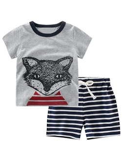 Csbks Kids Boys Short Sleeve T-Shirt Short Sets Toddler Summer Cotton Outfits