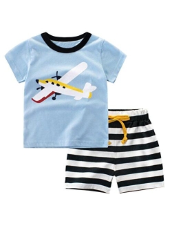 Csbks Kids Boys Short Sleeve T-Shirt Short Sets Toddler Summer Cotton Outfits