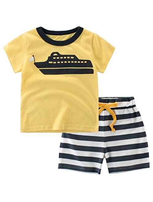 Csbks Kids Boys Short Sleeve T-Shirt Short Sets Toddler Summer Cotton Outfits