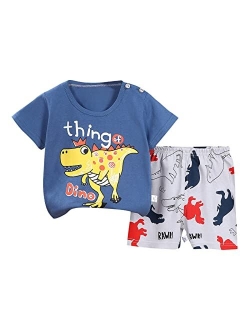 Jobakids Boy Summer Outfits Toddler Short Sets Cotton T-Shirt and Pants 2-Piece Clothes