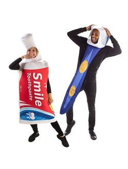 Toothpaste & Toothbrush Halloween Couples Costume - Unisex Adult Bodysuit