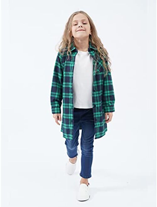 Sobrisah Girls Plaid Shirt Button Down Western Shirt Baby Flannel Girls Buffalo Plaid Shirt Dress Christmas Girls Long Sleeve Shirts