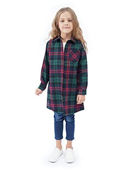 Sobrisah Girls Plaid Shirt Button Down Western Shirt Baby Flannel Girls Buffalo Plaid Shirt Dress Christmas Girls Long Sleeve Shirts