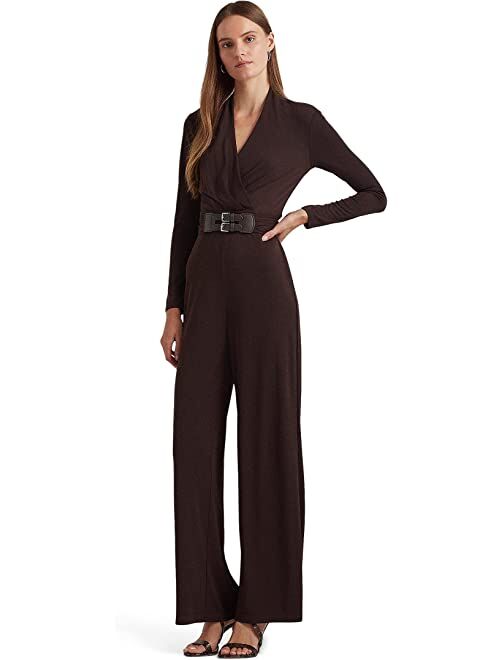 Polo Ralph Lauren LAUREN Ralph Lauren Belted Stretch Jersey Jumpsuit